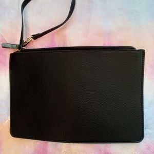 Anne Klein Black Leather Wristlet Chutch